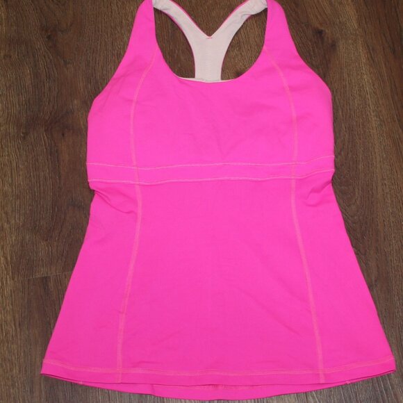 Womens Lululemon Run Fast Track Tank Top Active Light Racerback Pink Bright sz 6 - Picture 1 of 4